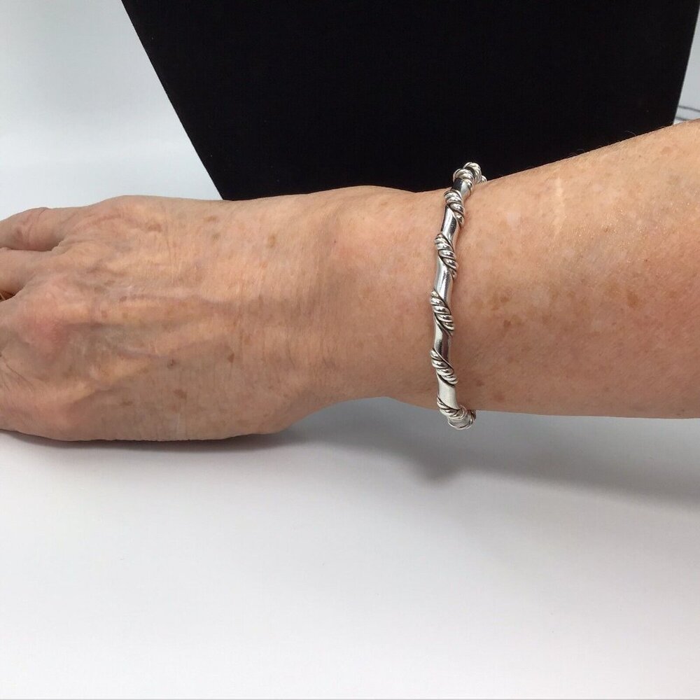 Sterling Silver Cuff Bracelet Solid Braided Desig… - image 8
